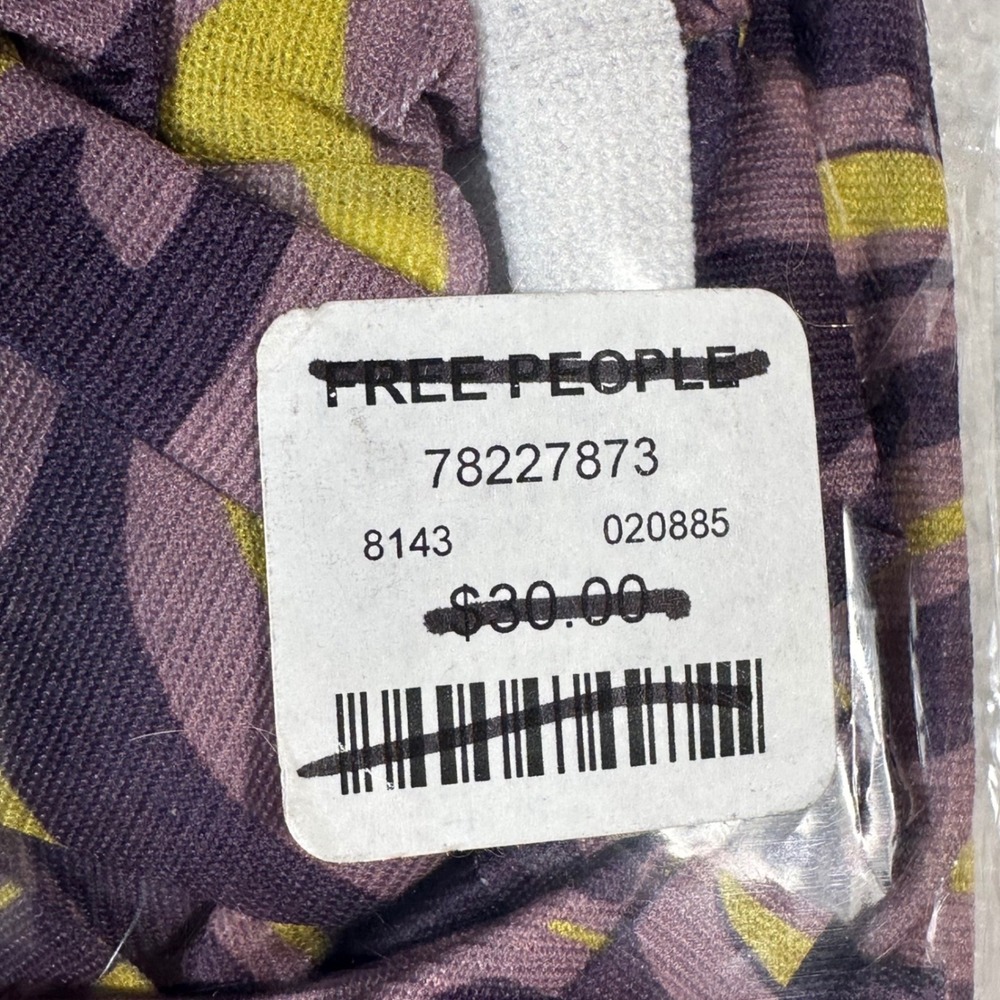 Free People Tights NWT Women OS Purple Yellow Marbled Swirl Print We The Free - Picture 5 of 5